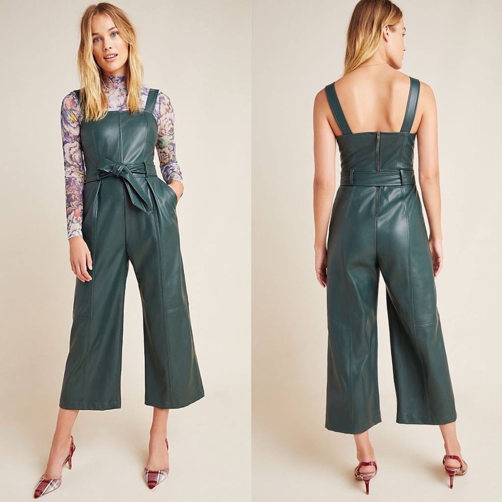 Anthropologie Samira faux leather jumpsuit